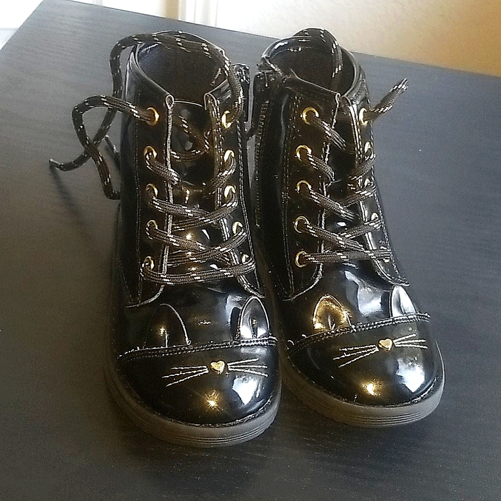 Toddler Girls Black Lace up Booties